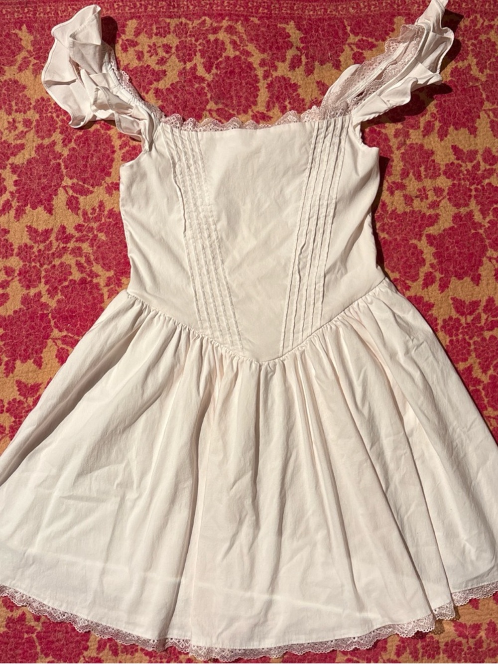 White Ruffled Lace Trim Sundress